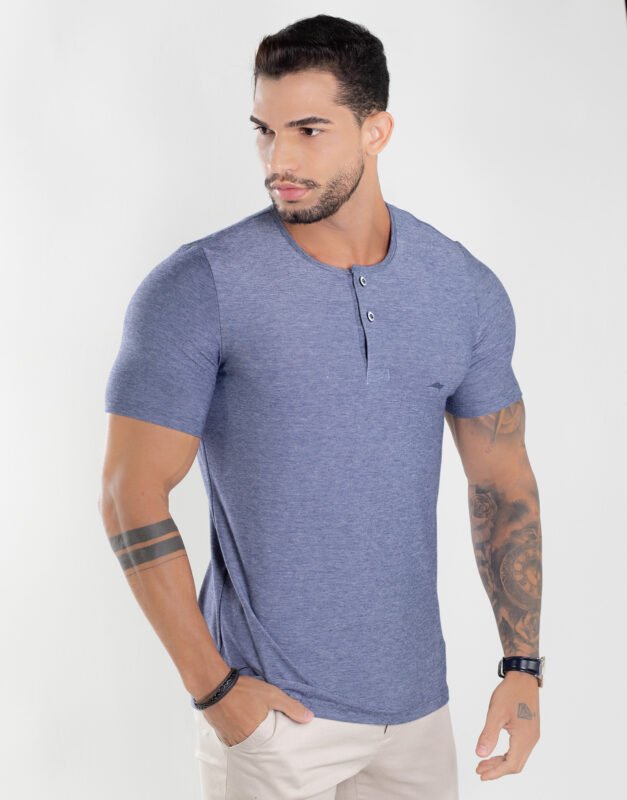 Henley Algodão Pima com Elastano