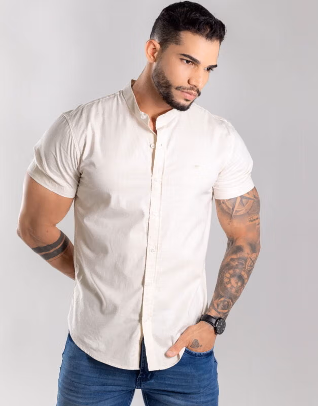 Camisa Slim Linho Gola Padre