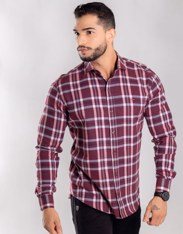 Camisa Manga Longa Social Xadrez Confortável