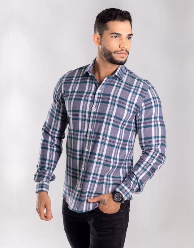 Camisa Social Xadrez Flanela Slim