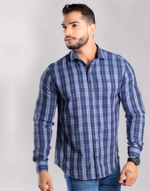 Camisa Slim Manga Longa Flanela