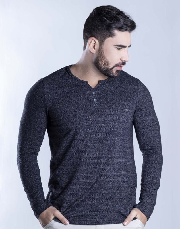 Camiseta henley atomic jacquard