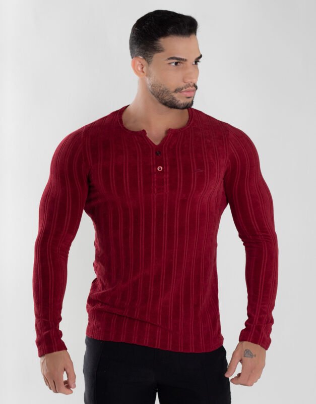 Henley Manga Longa Texture