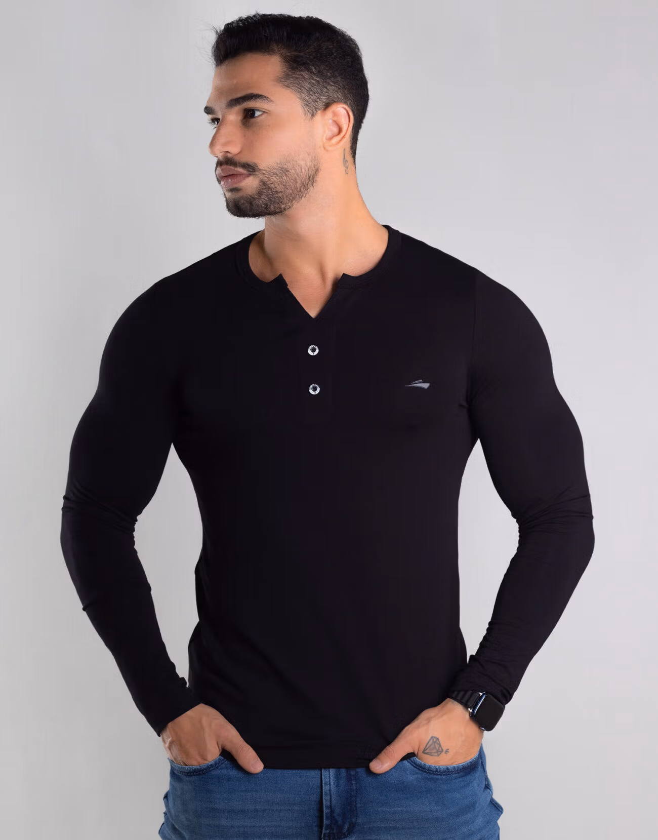 Henley Slim Fit Masculina
