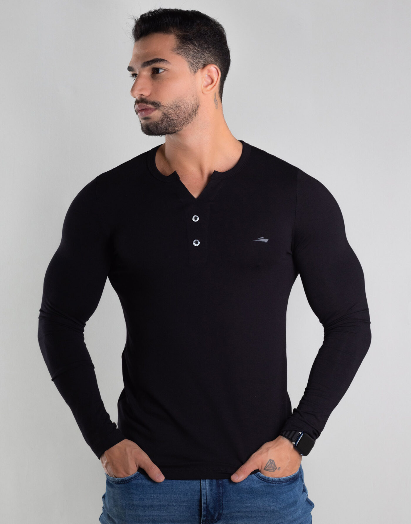 Henley Slim Fit Masculina