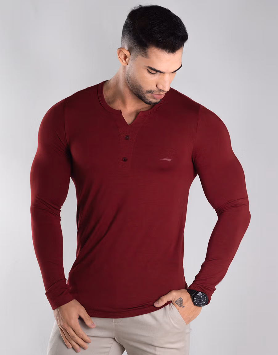 Henley Slim Fit Masculina
