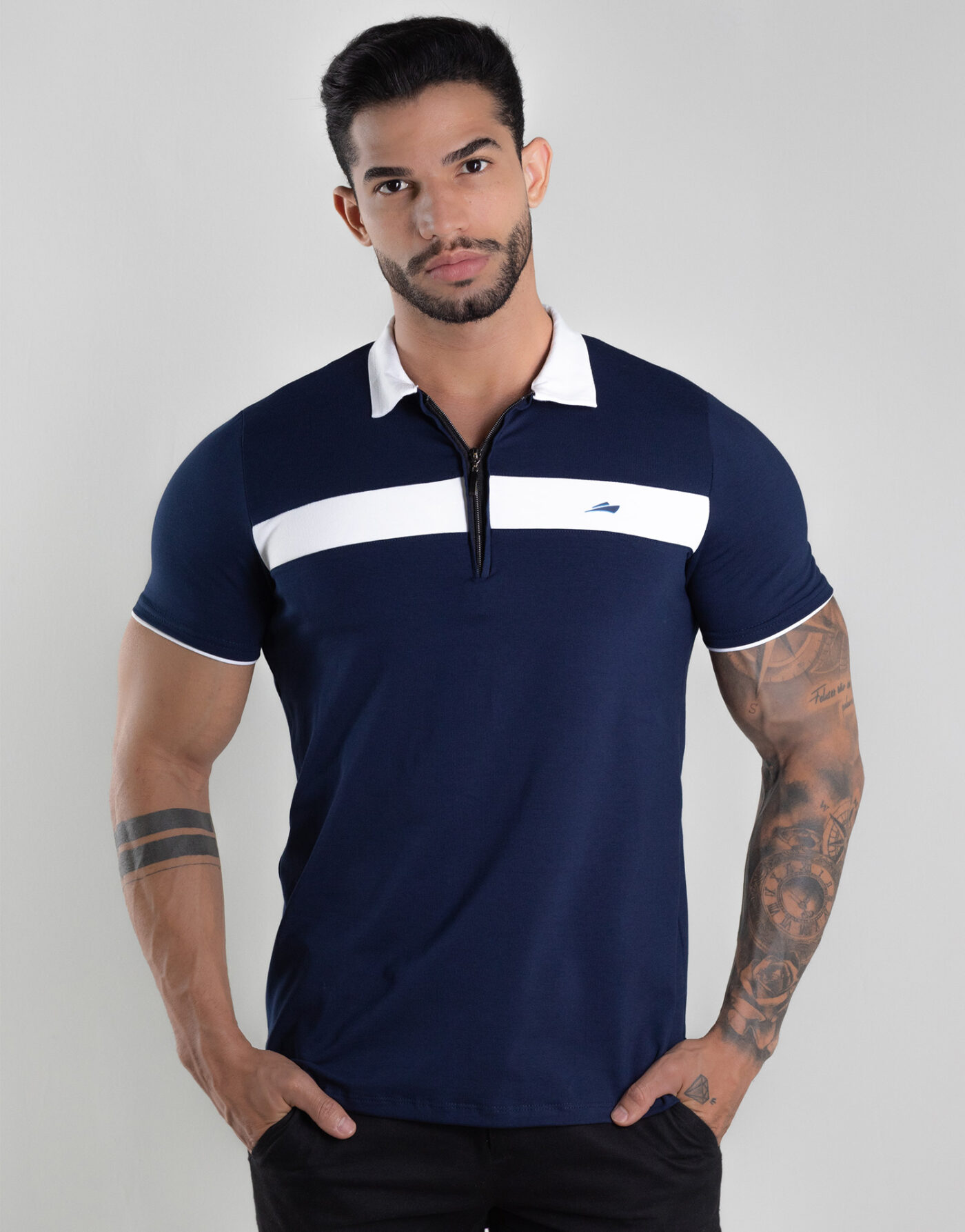 Gola Polo Masculina Clássica Zíper