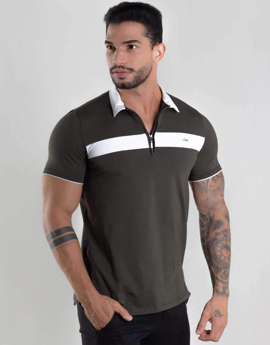 Gola Polo Masculina Clássica Zíper