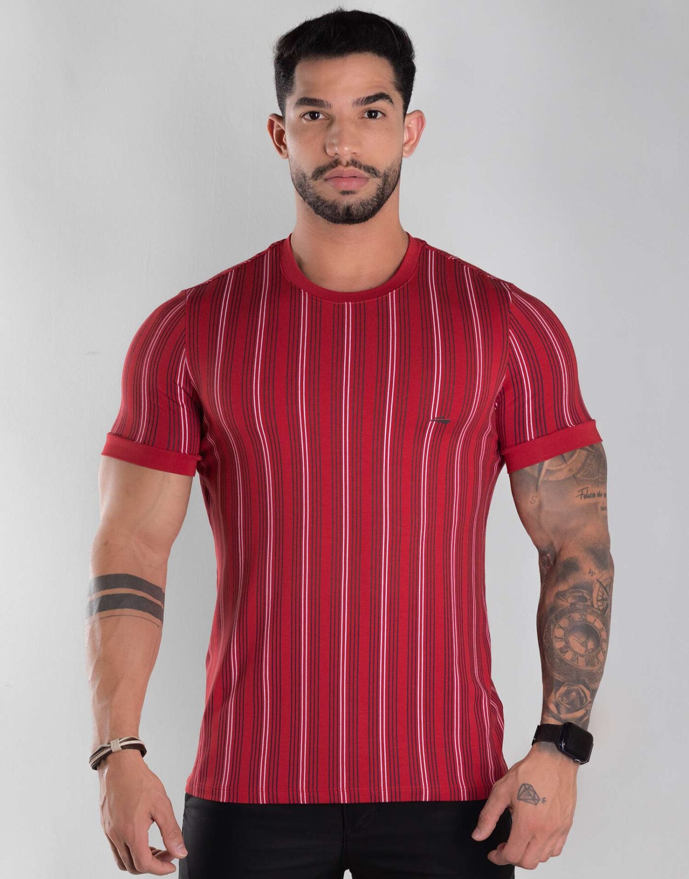 Camiseta Masculina Gola O Com Elastano