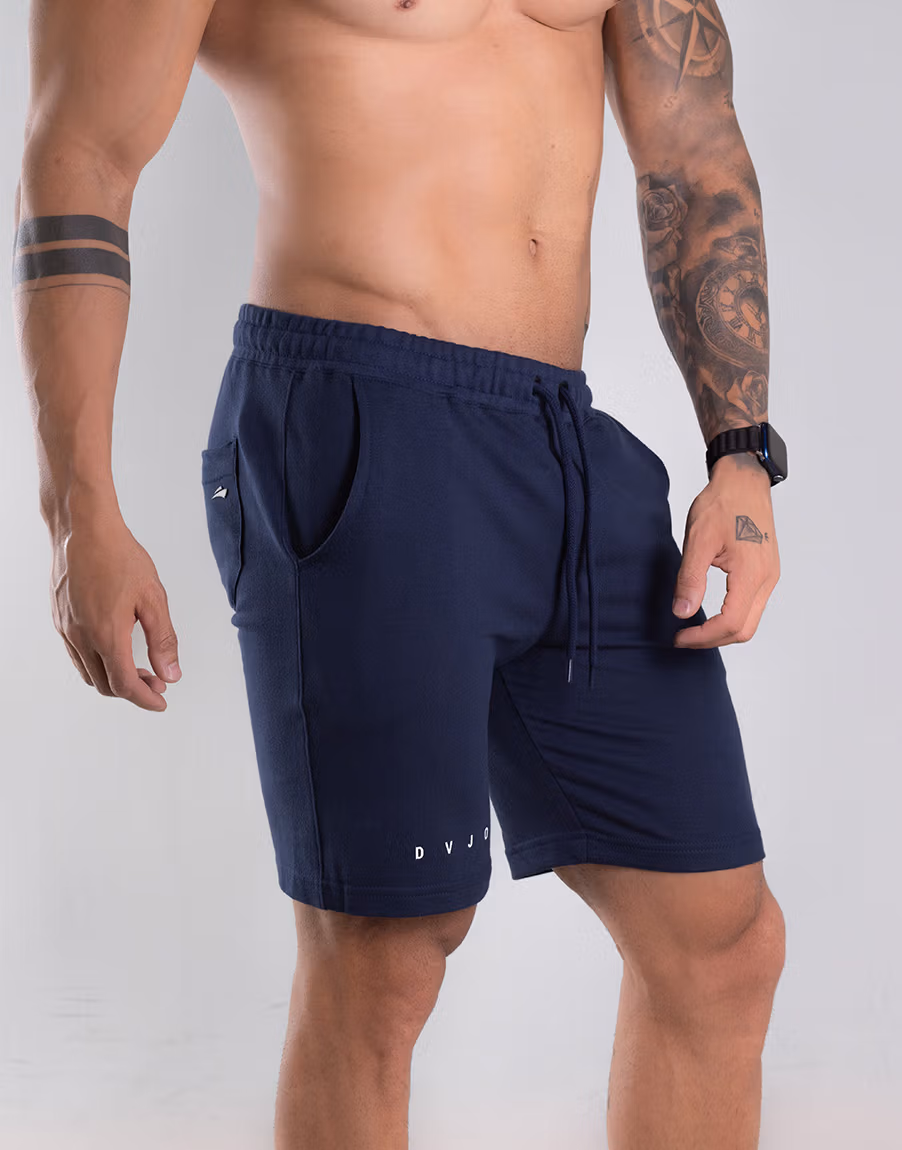 Bermuda Moletom Algodão Masculina Davy Jones – Cor Azul Marinho