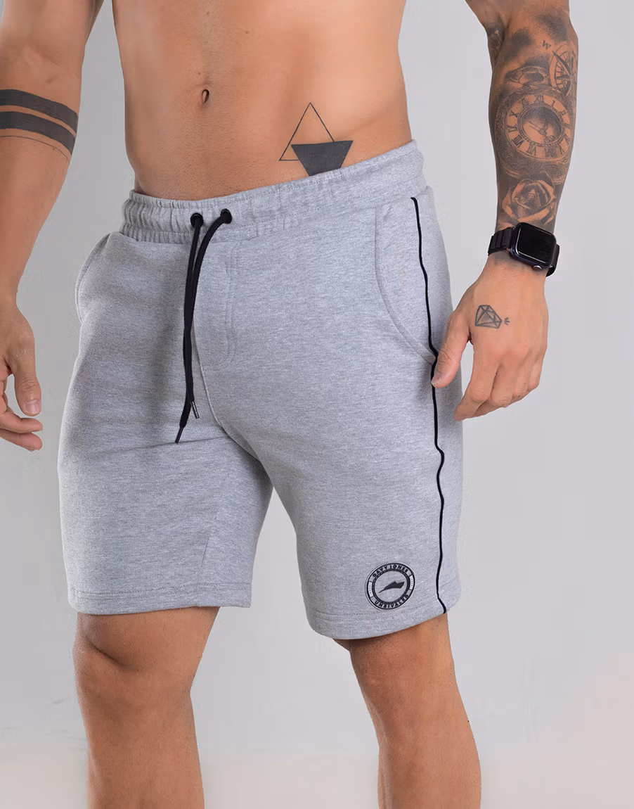 Bermuda Moletom Curta Masculina com Elastano – Cor Mescla