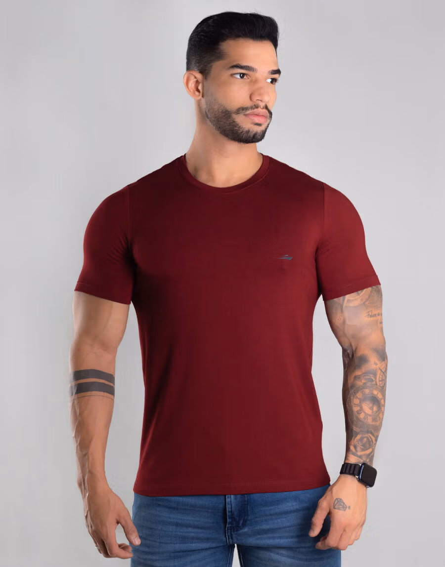 Camiseta Masculina Básica Com Elastano