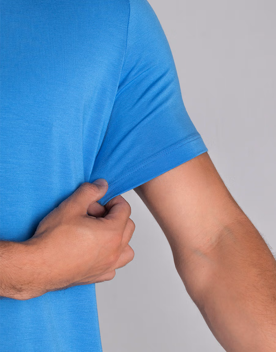 Camiseta Masculina Gola O High Level Tecido Flexível – Cor Azul Claro - Imagem 7
