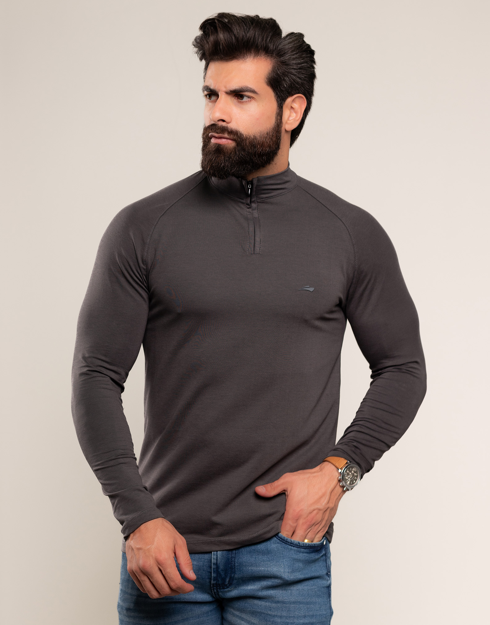 2201 Camiseta Gola Alta Manga Longa com Alta Elasticidade e Conforto Supremo Cor Cinza 1 Camiseta Gola Alta Manga Longa Com Alta Elasticidade E Conforto Supremo – Cor Cinza - Imagem 1