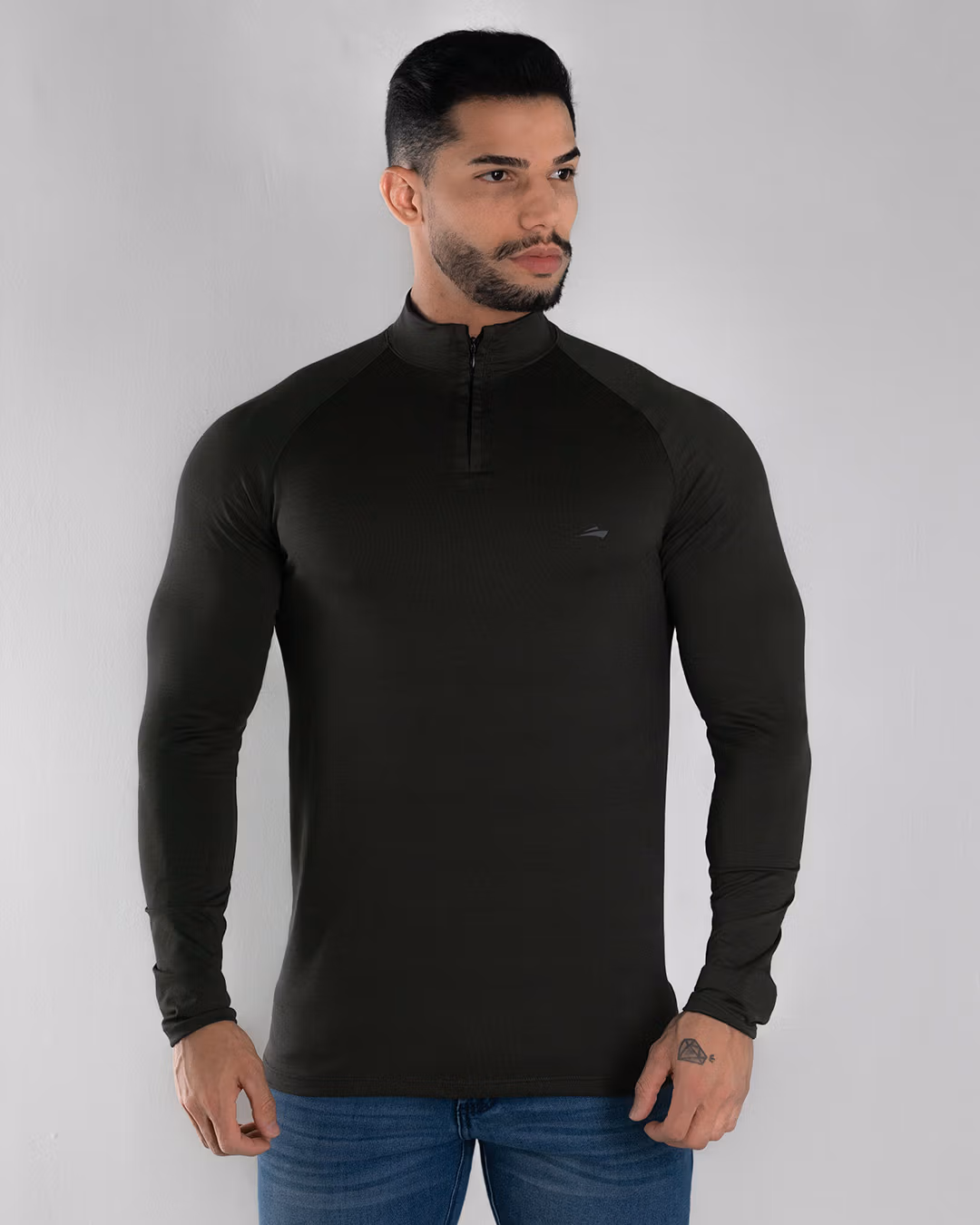 Camiseta Gola Alta Manga Longa Com Alta Elasticidade E Conforto Supremo – Cor Verde - Imagem 3