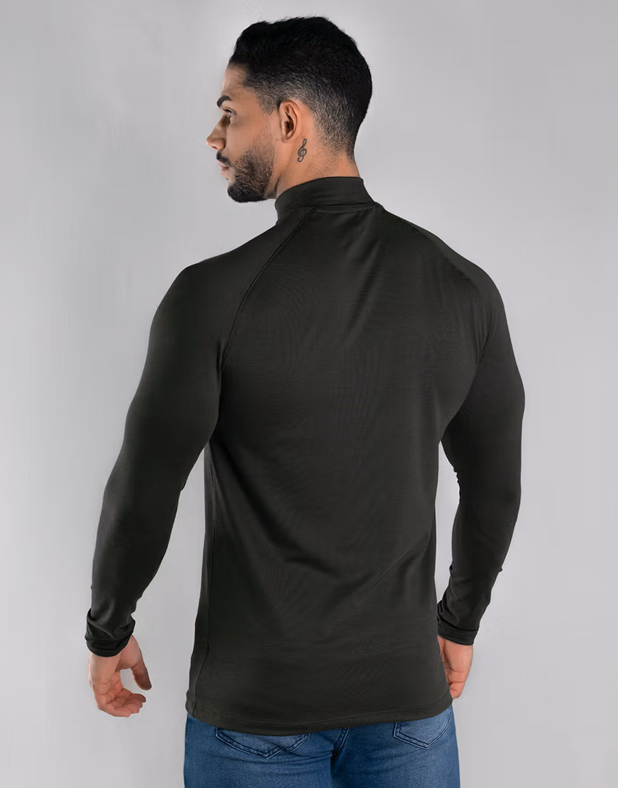 Camiseta Gola Alta Manga Longa Com Alta Elasticidade E Conforto Supremo – Cor Verde - Imagem 4