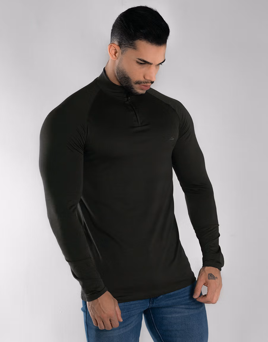 Camiseta Gola Alta Manga Longa Com Alta Elasticidade E Conforto Supremo – Cor Verde - Imagem 7