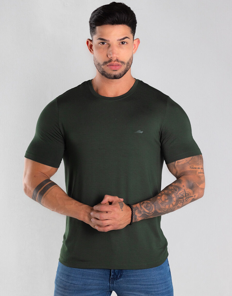 Camiseta Masculina Básica Com Elastano