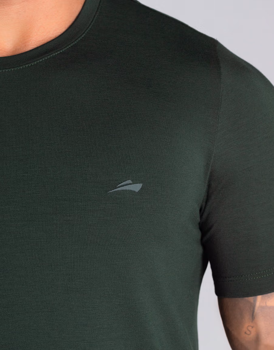 Camiseta Masculina Básica Com Elastano Respirável – Cor Verde - Imagem 2
