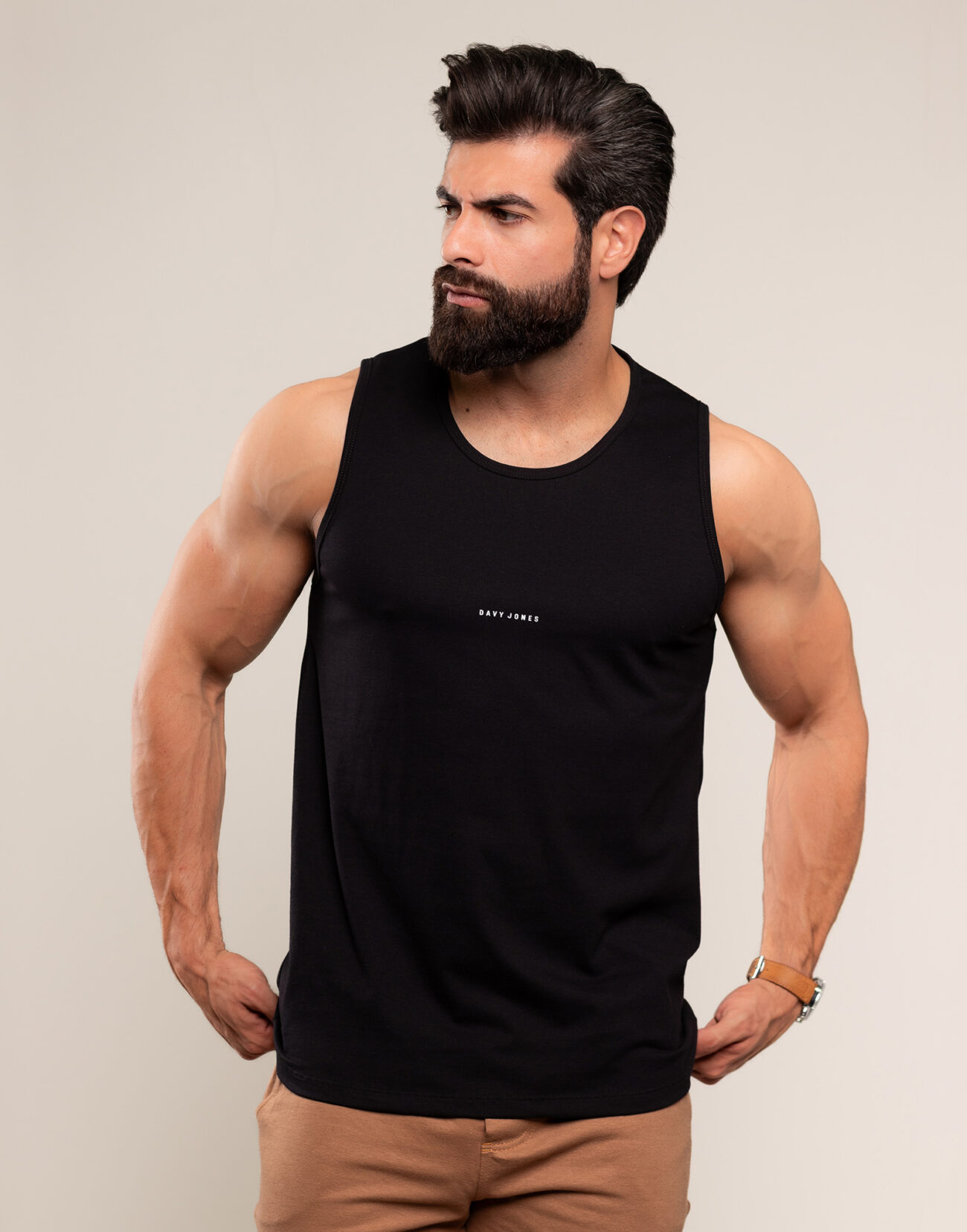 2602 Regata Masculina Algodao Leve E Confortavel Cor Preta 1