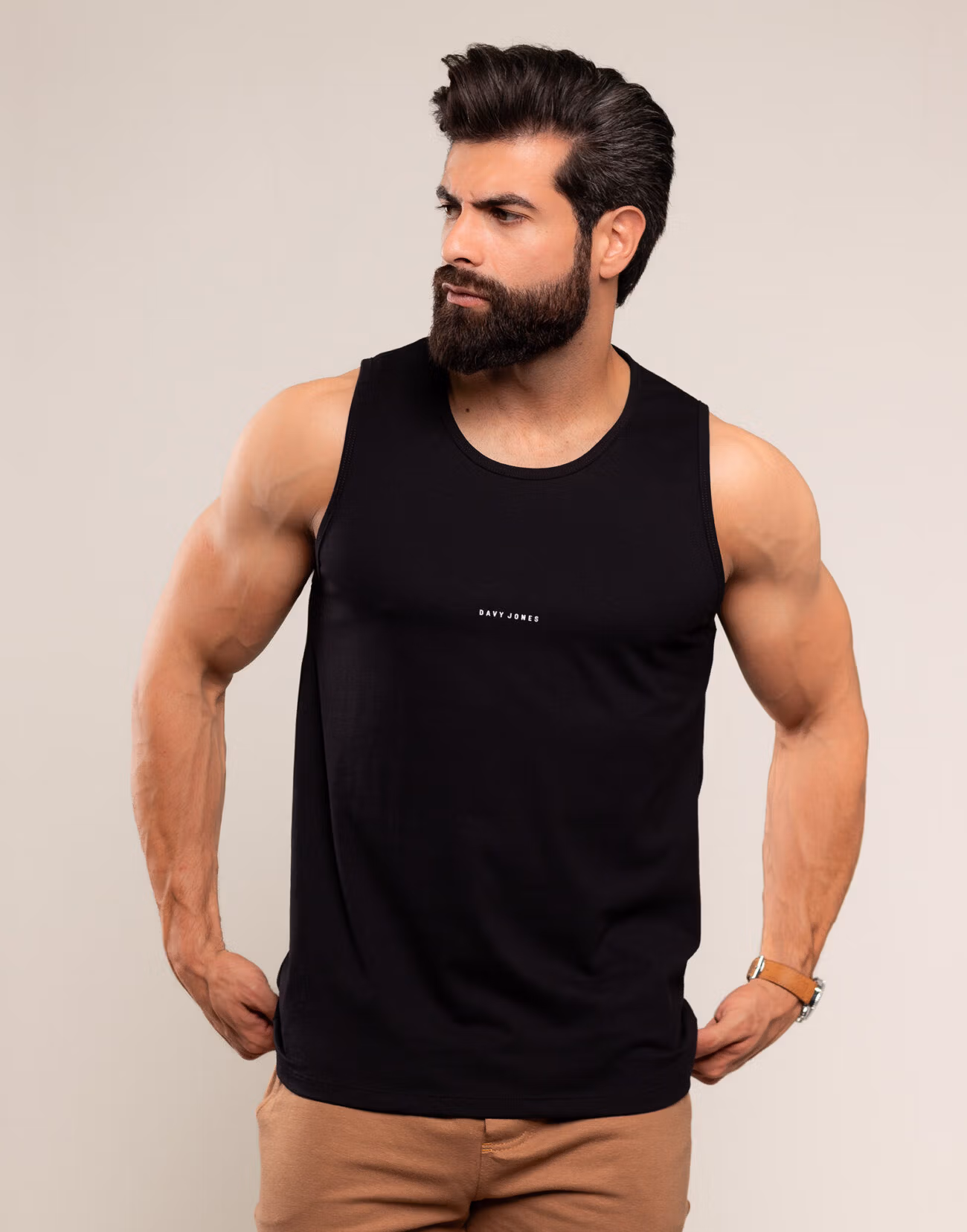 2602 Regata Masculina Algodao Leve E Confortavel Cor Preta 1