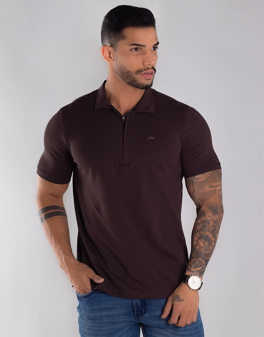 Gola Polo Pima Premium Conforto E Qualidade Superior – Cor Marrom - Imagem 3