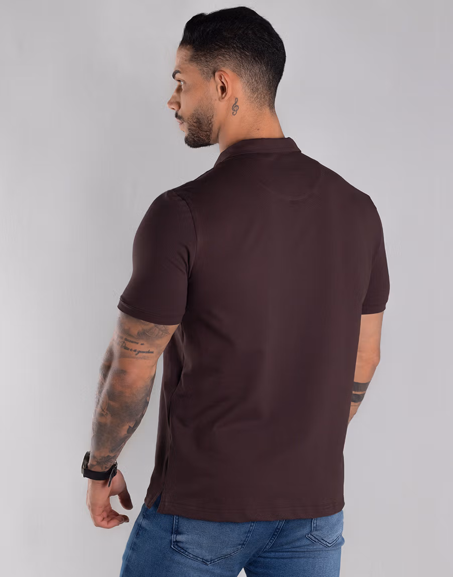 Gola Polo Pima Premium Conforto E Qualidade Superior – Cor Marrom - Imagem 4