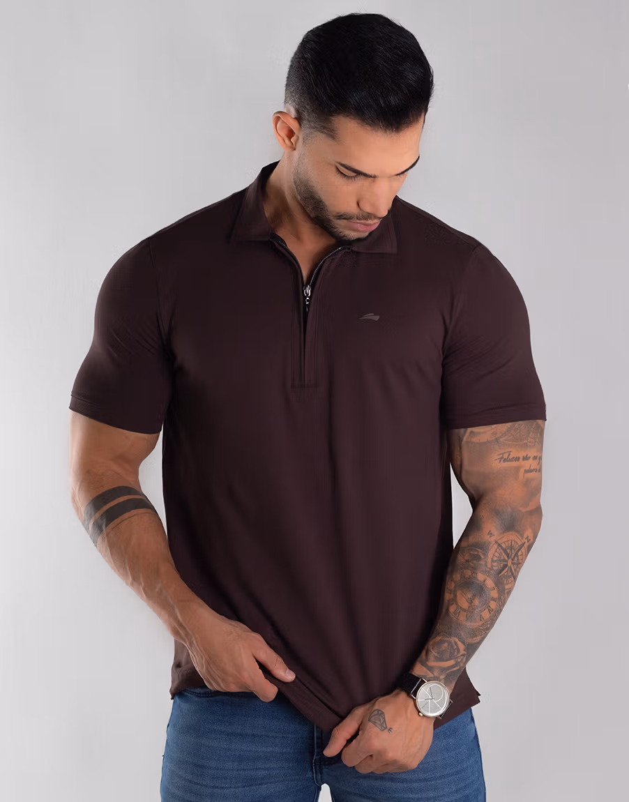 Gola Polo Pima Premium Conforto E Qualidade Superior – Cor Marrom - Imagem 5