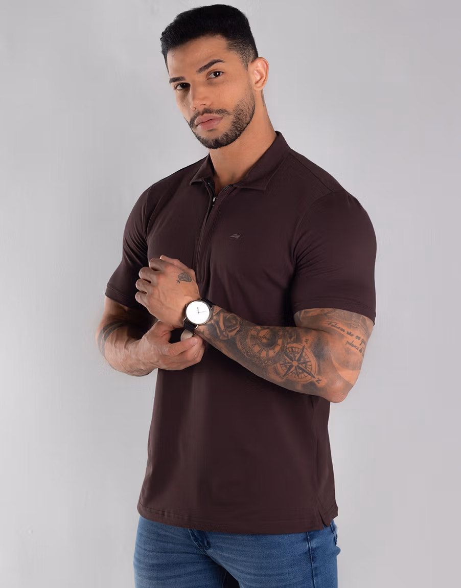 Gola Polo Pima Premium Conforto E Qualidade Superior – Cor Marrom - Imagem 7