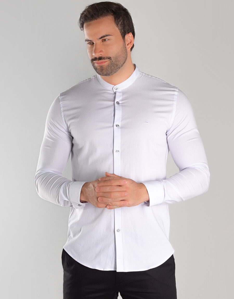 Camisa Gola Padre Slim Fit Manga Longa Conforto e Flexibilidade – Cor ...