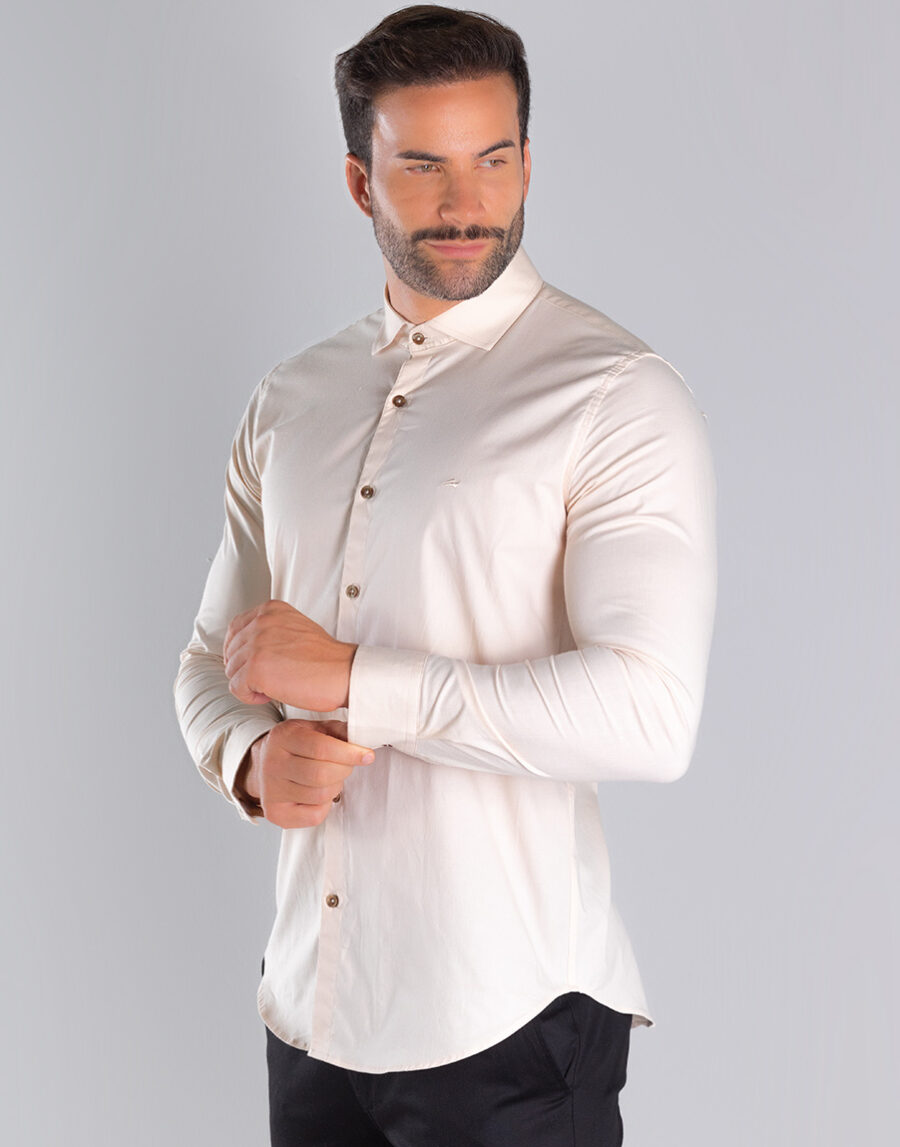 Camisa Social Masculina Manga Longa Algodão Egípcio Slim Fit Conforto ...