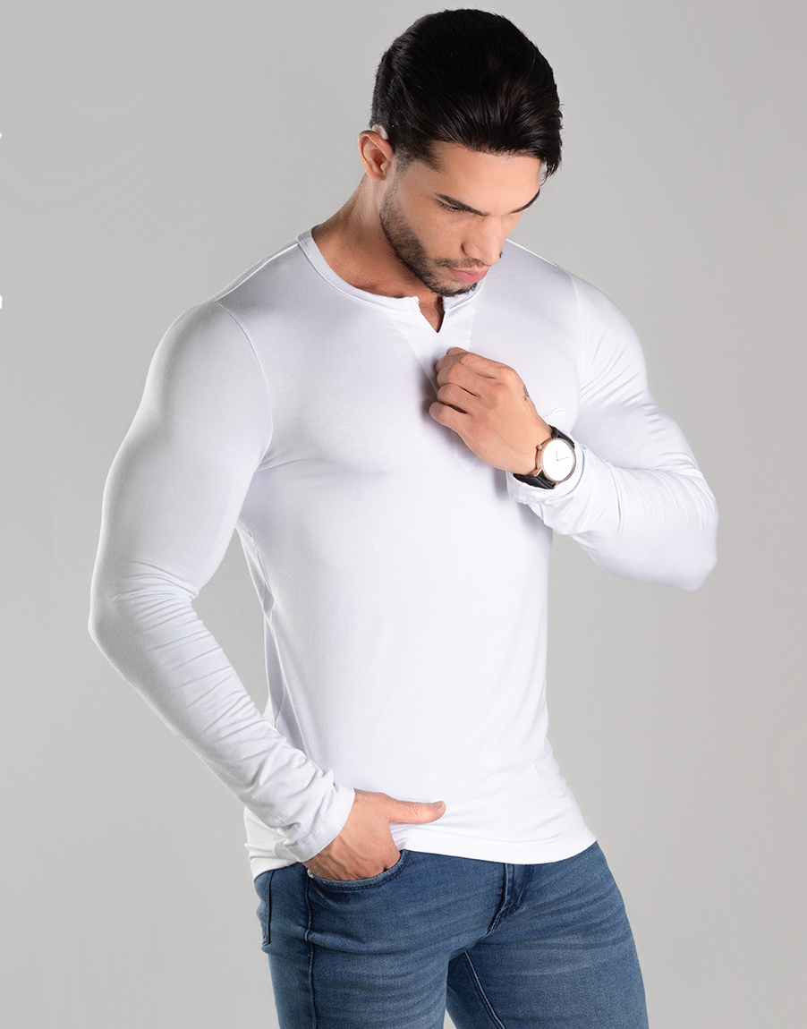 Henley Slim Fit Masculina