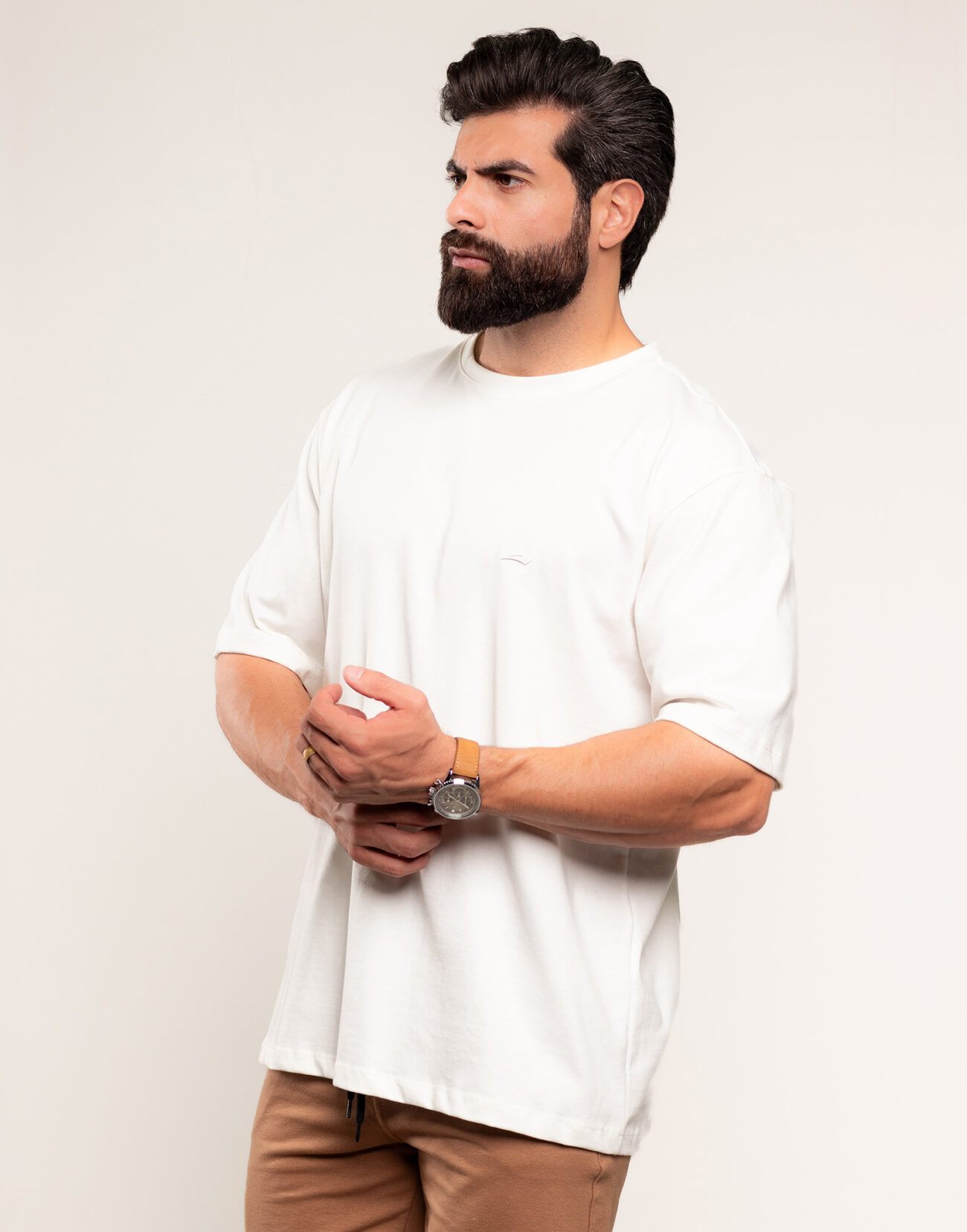 3100 Camiseta Oversized Masculina Em Malha Estruturada Davy Jones – Cor Off White 1