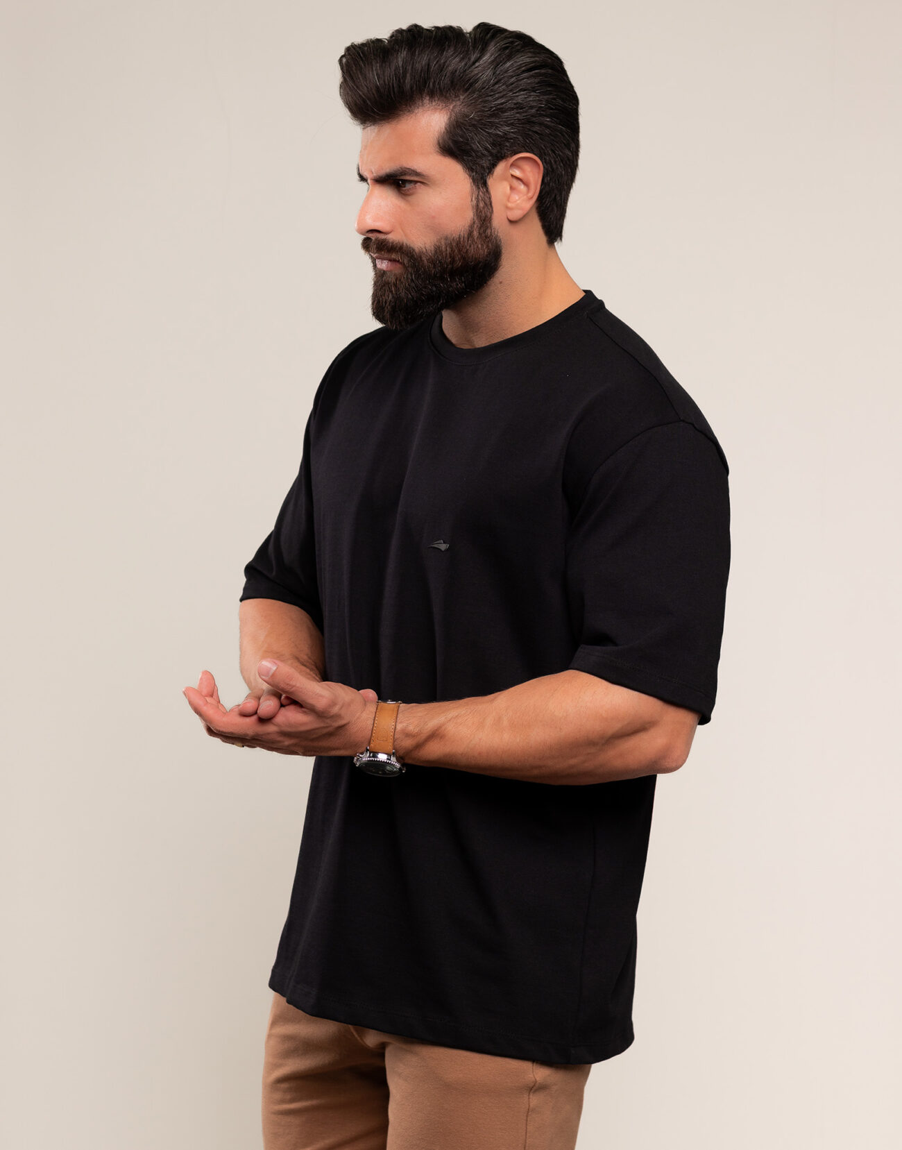 3100 Camiseta Oversized Masculina Em Malha Estruturada Davy Jones – Cor Preta 1