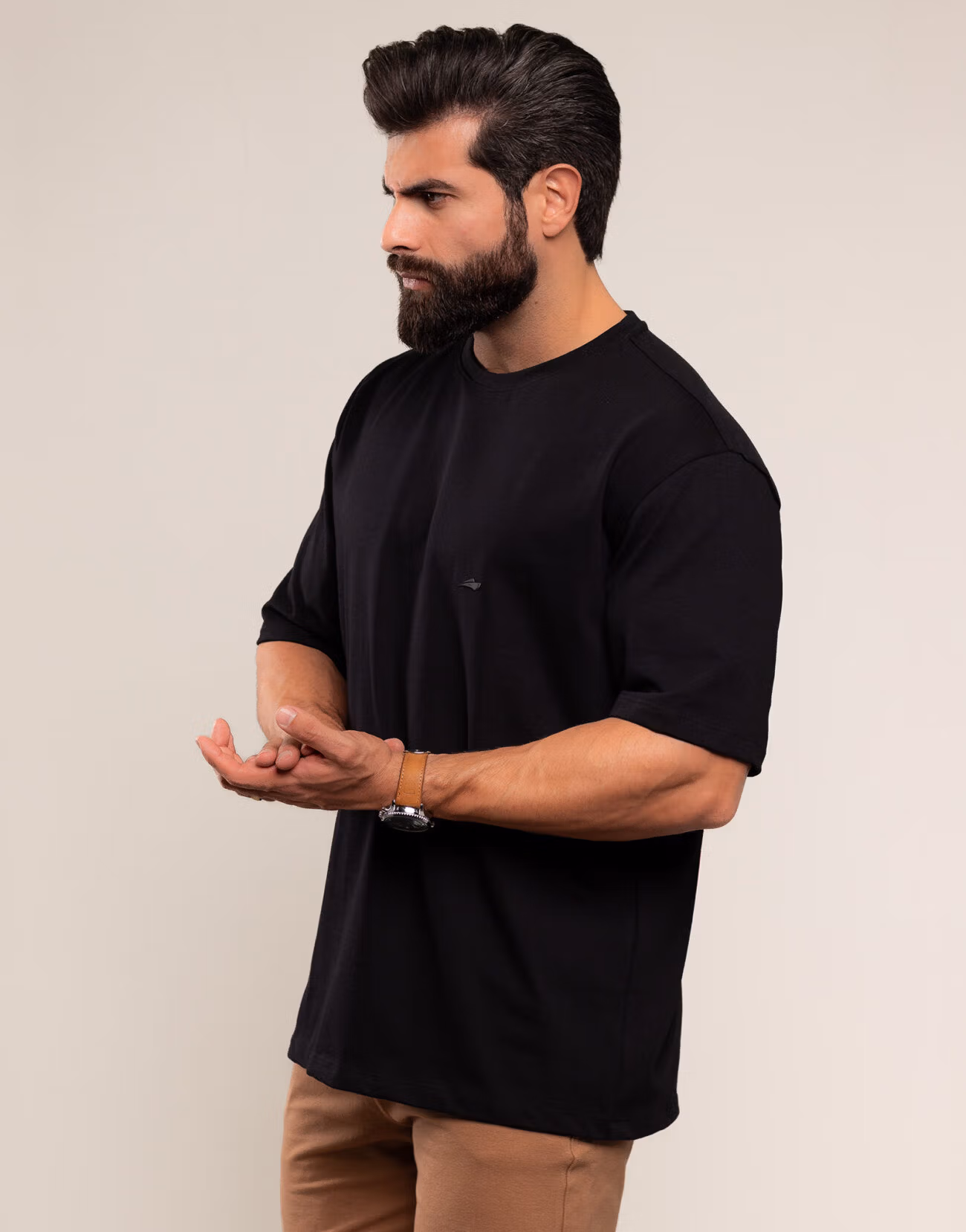 3100 Camiseta Oversized Masculina Em Malha Estruturada Davy Jones – Cor Preta 1