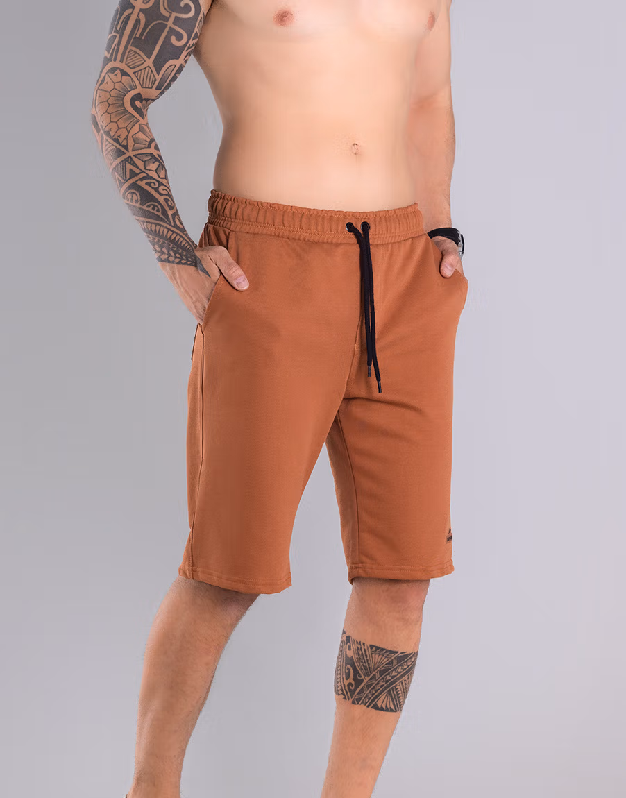 Bermuda Moletom Hera Com Algodão Premium - Cor Marrom - Imagem 6