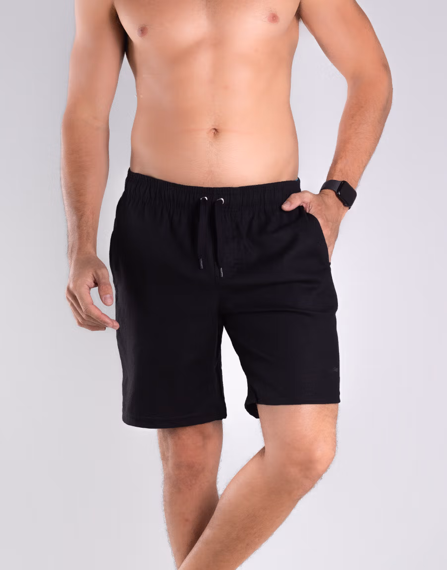 Lançamentos 4 Bermuda Mauricinho Linho Premium Elegante Com Elastano - Preta