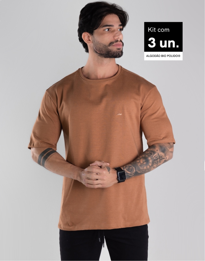 Kit 3 Camisetas Oversized Masculina