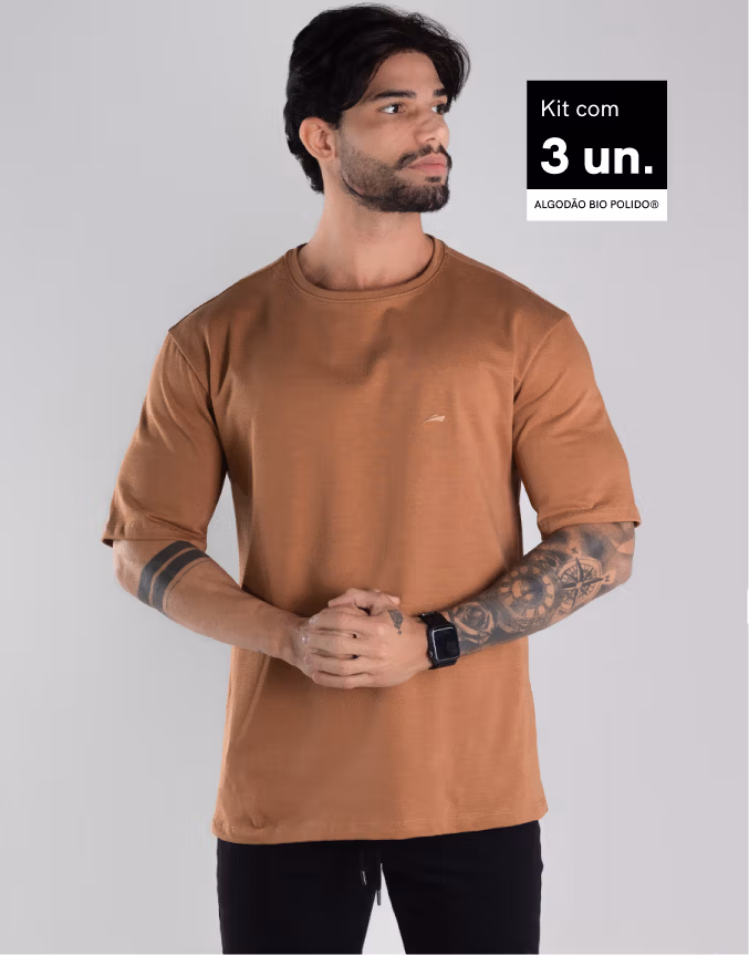 Kit 3 Camisetas Oversized Masculina
