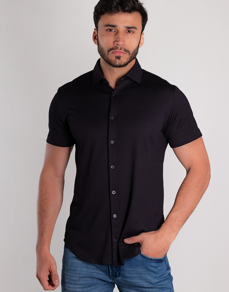Camisa Masculina Slim Fit Conforto em Malha Premium Pima