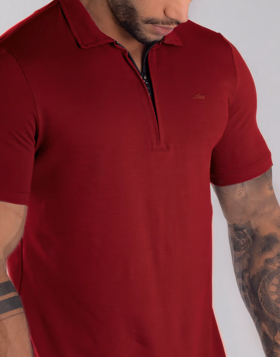 Camisa Polo Masculina Piquet Algodão Pima - Cor Vermelho - Imagem 2