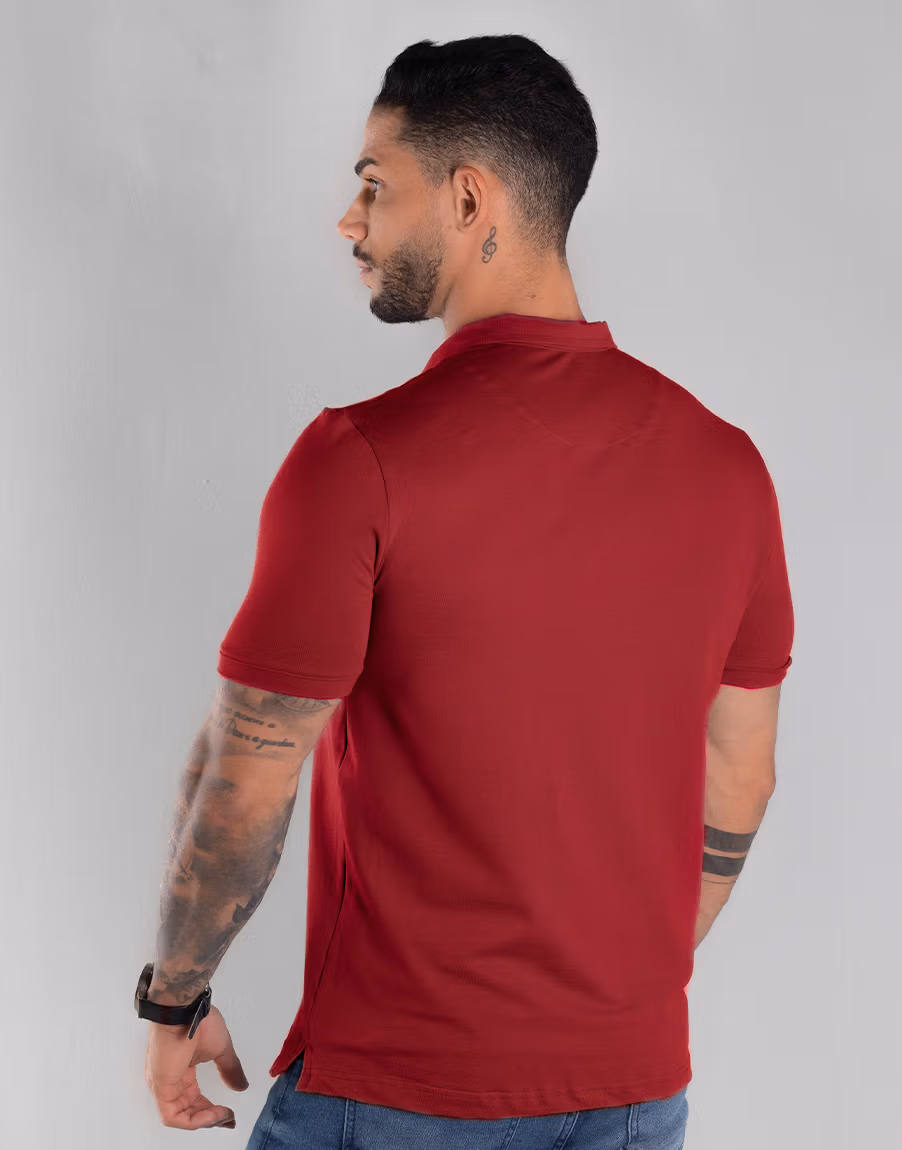 Camisa Polo Masculina Piquet Algodão Pima - Cor Vermelho - Imagem 4